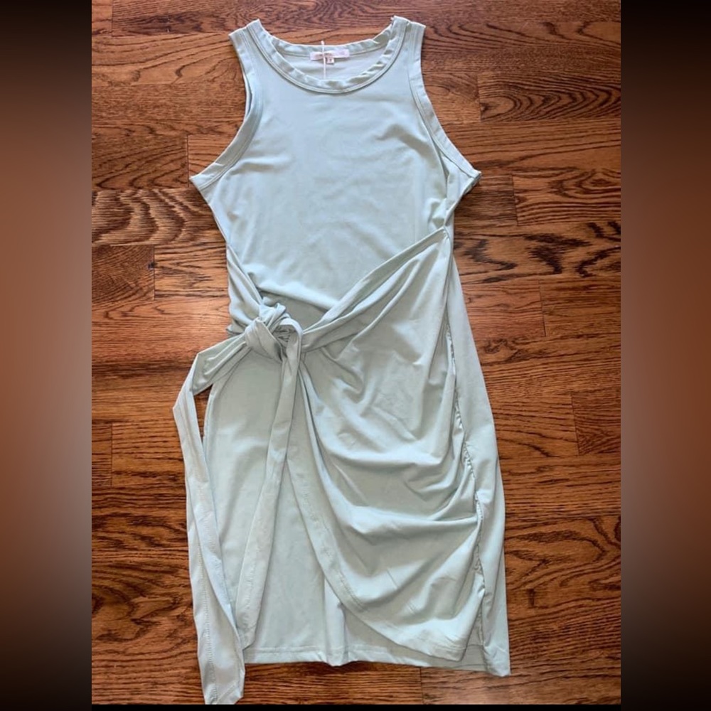 Miss Sparkling Mint Green Faux Wrap Tank Dress👗NWT